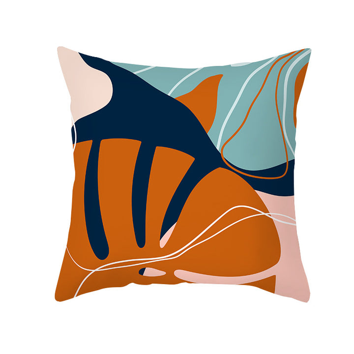 Abstract Organic-Shape Cotton-Linen Decorative Throw Pillow Cover with Concealed Zipper