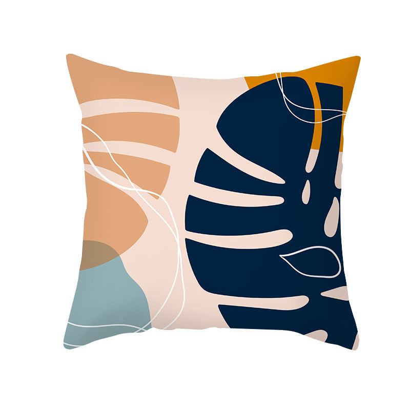 Abstract Organic-Shape Cotton-Linen Decorative Throw Pillow Cover with Concealed Zipper
