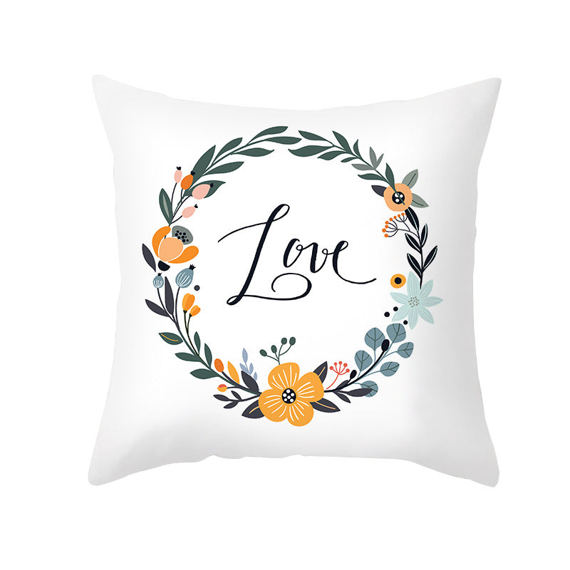 Abstract Organic-Shape Cotton-Linen Decorative Throw Pillow Cover with Concealed Zipper