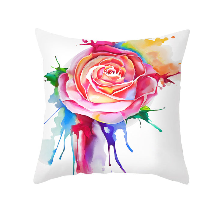 Abstract Organic-Shape Cotton-Linen Decorative Throw Pillow Cover with Concealed Zipper