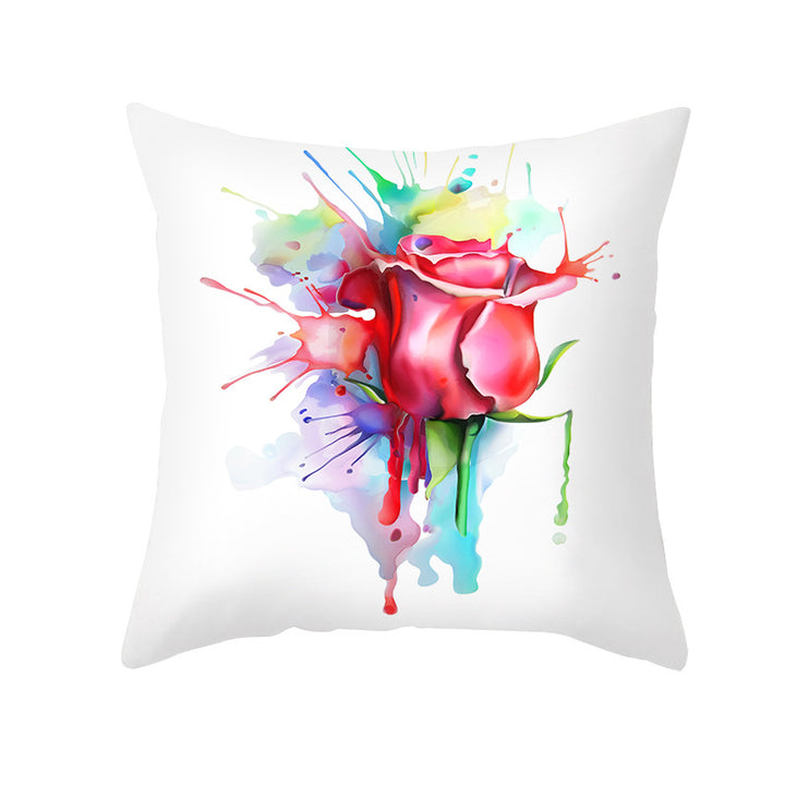 Abstract Organic-Shape Cotton-Linen Decorative Throw Pillow Cover with Concealed Zipper