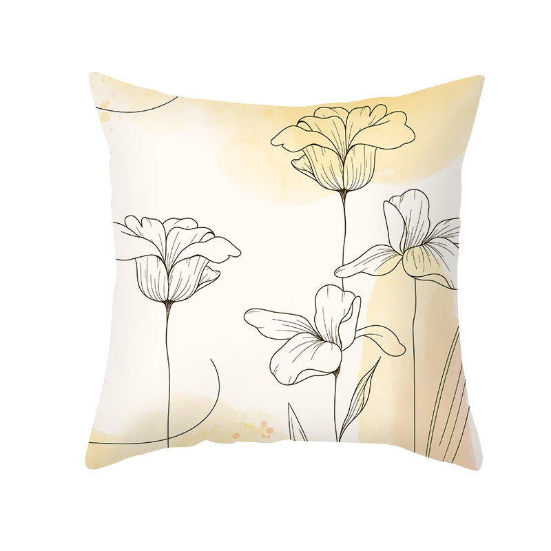 Abstract Organic-Shape Cotton-Linen Decorative Throw Pillow Cover with Concealed Zipper
