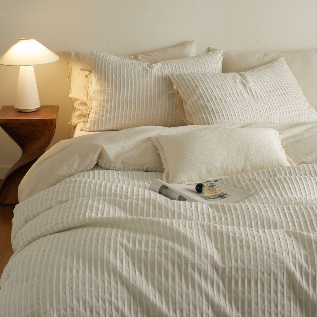 Bedding set, 4-piece, stripe jacquard