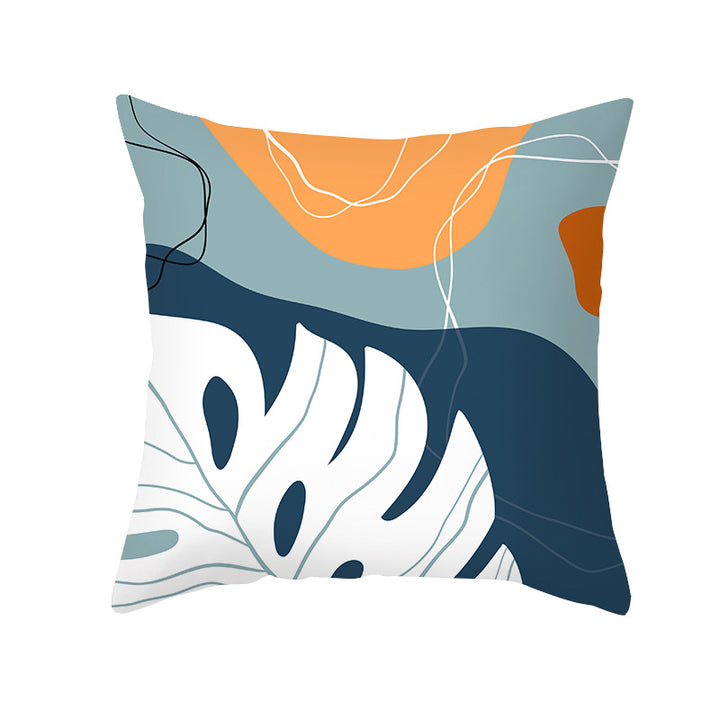 Abstract Organic-Shape Cotton-Linen Decorative Throw Pillow Cover with Concealed Zipper