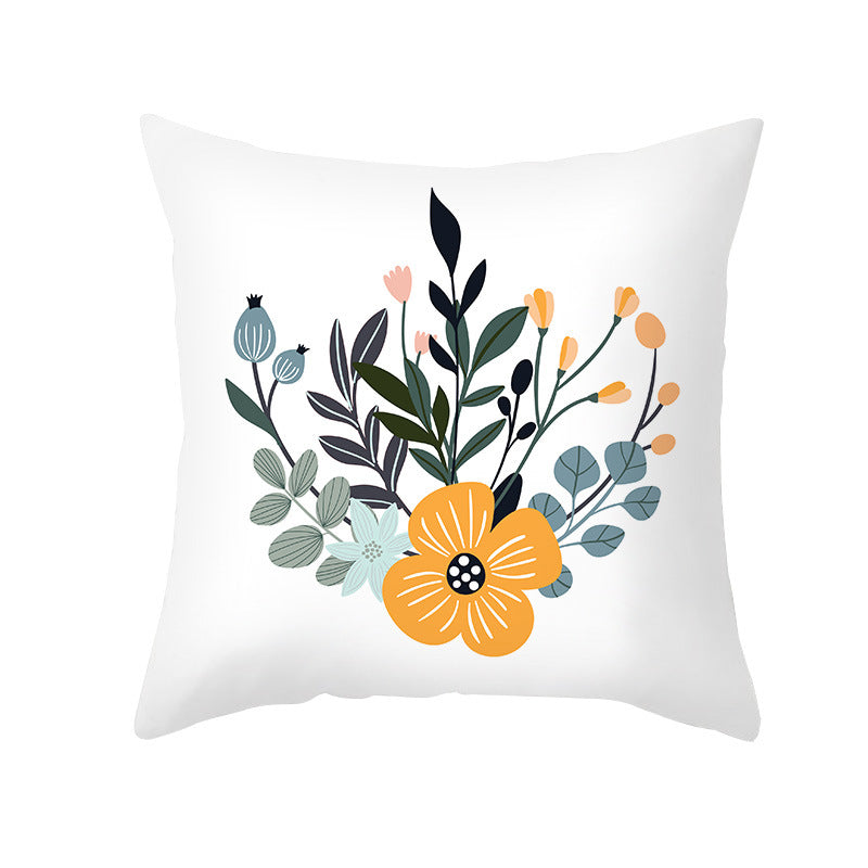 Abstract Organic-Shape Cotton-Linen Decorative Throw Pillow Cover with Concealed Zipper