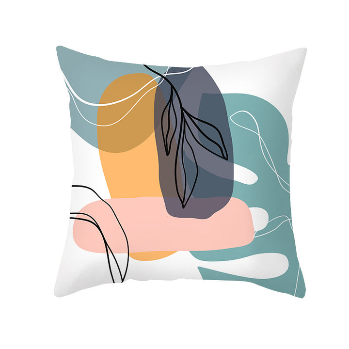 Abstract Organic-Shape Cotton-Linen Decorative Throw Pillow Cover with Concealed Zipper