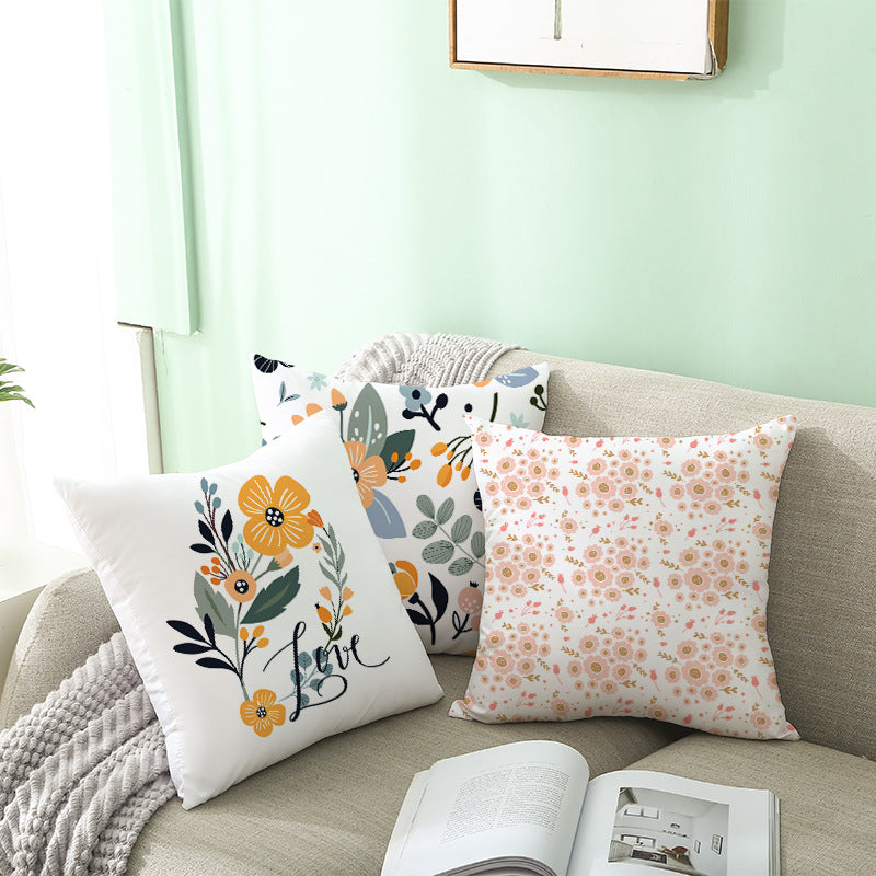 Abstract Organic-Shape Cotton-Linen Decorative Throw Pillow Cover with Concealed Zipper