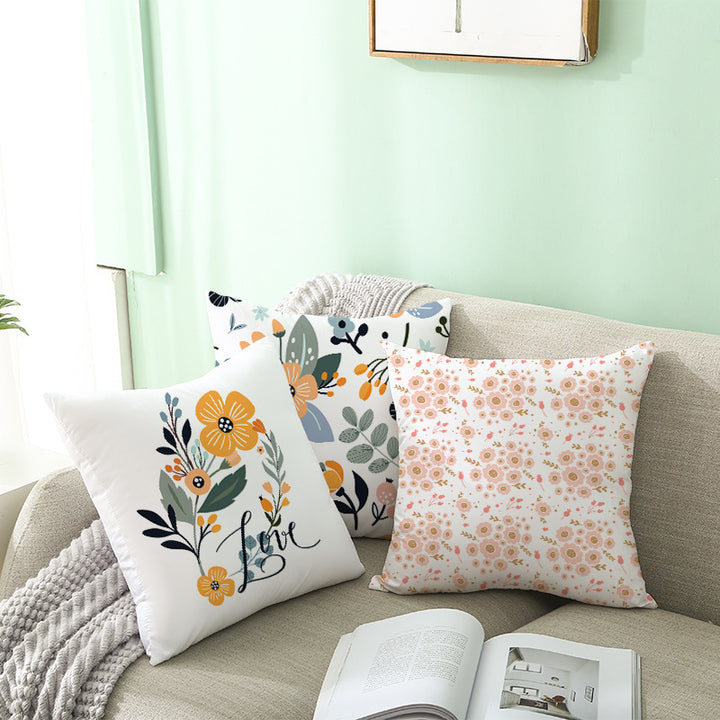 Abstract Organic-Shape Cotton-Linen Decorative Throw Pillow Cover with Concealed Zipper