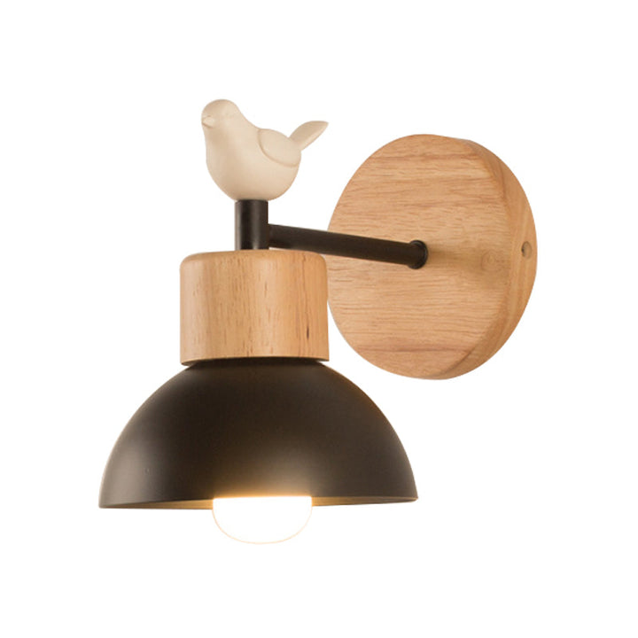 Stornfield | NordicDome - Metal and Wood Wall Sconce with Bird for Children's Room