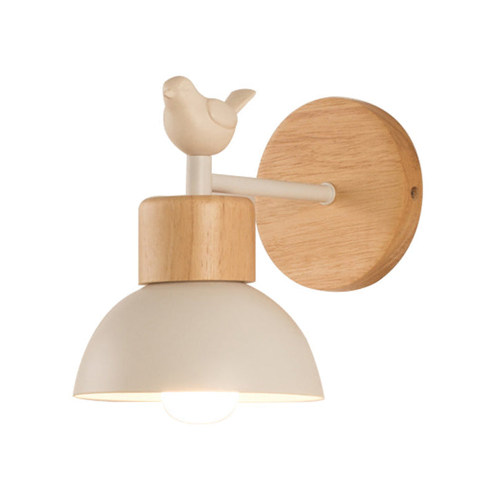 Stornfield | NordicDome - Metal and Wood Wall Sconce with Bird for Children's Room