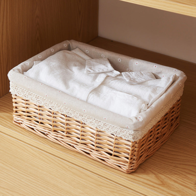Women storage basket made of woven material with elegant fabric lining Stornfield