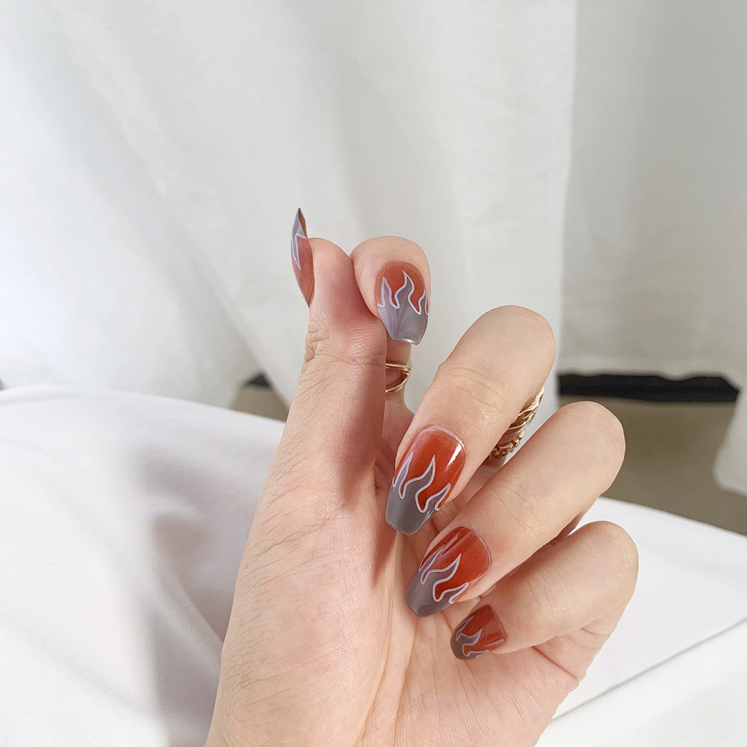 Artificial Nail Art with Fire Design Stornfield