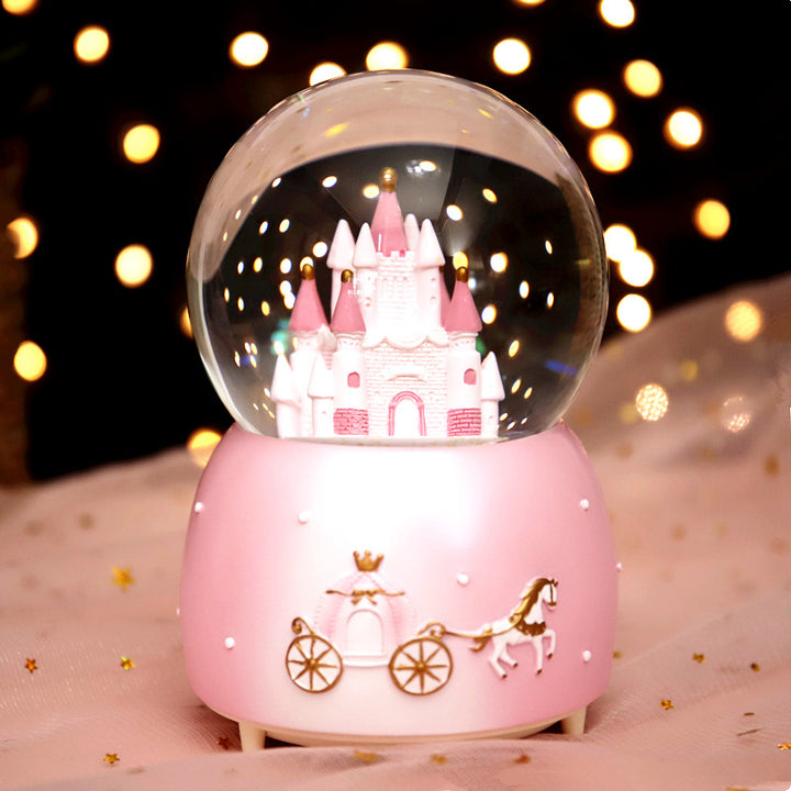 Fairy-tale snow globe with music and light
