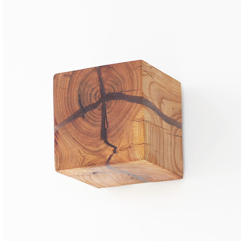 Cube Crack Wood Flush Wall Light Creative Nordic Integrated LED Beige Wall Mounted Lamp | Stornfield