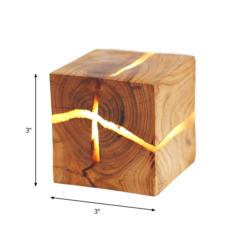 Cube Crack Wood Flush Wall Light Creative Nordic Integrated LED Beige Wall Mounted Lamp | Stornfield
