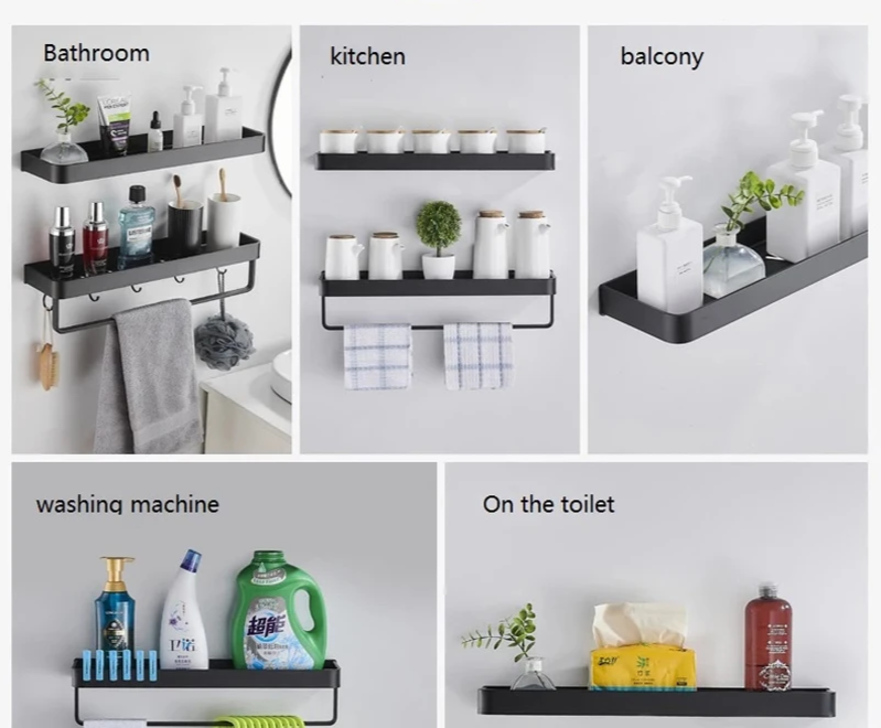 ALUMAX – Black Aluminum Corner Shelf without Drilling Stornfield