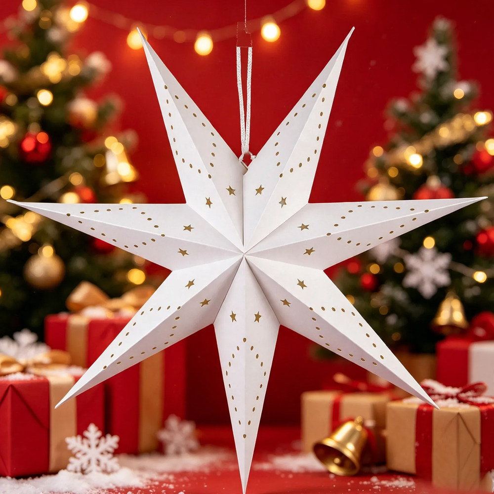 Decorative paper star for hanging