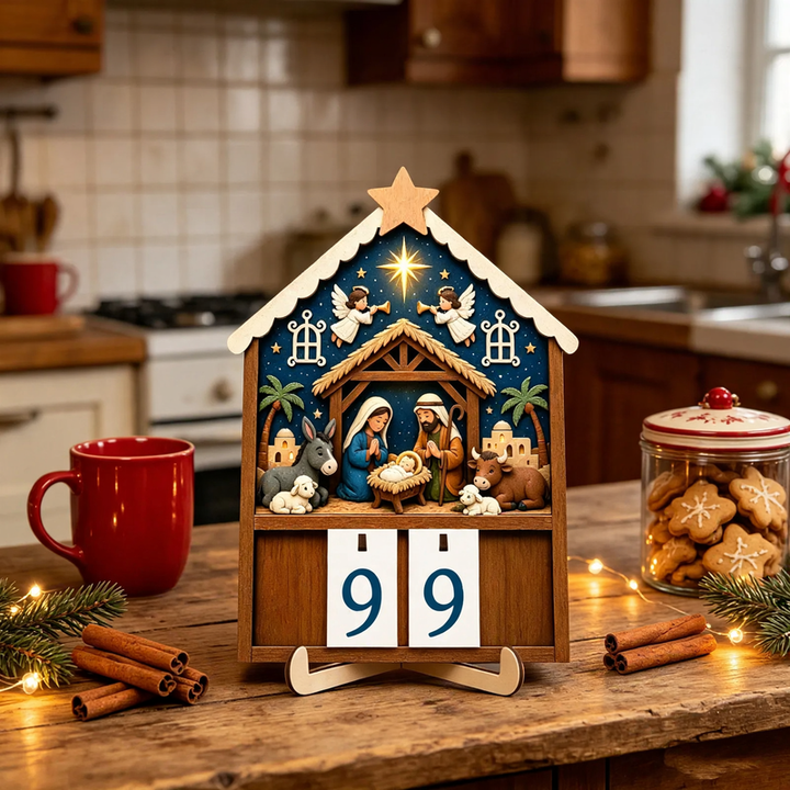 Wood Countdown Calendar for the Christmas Season