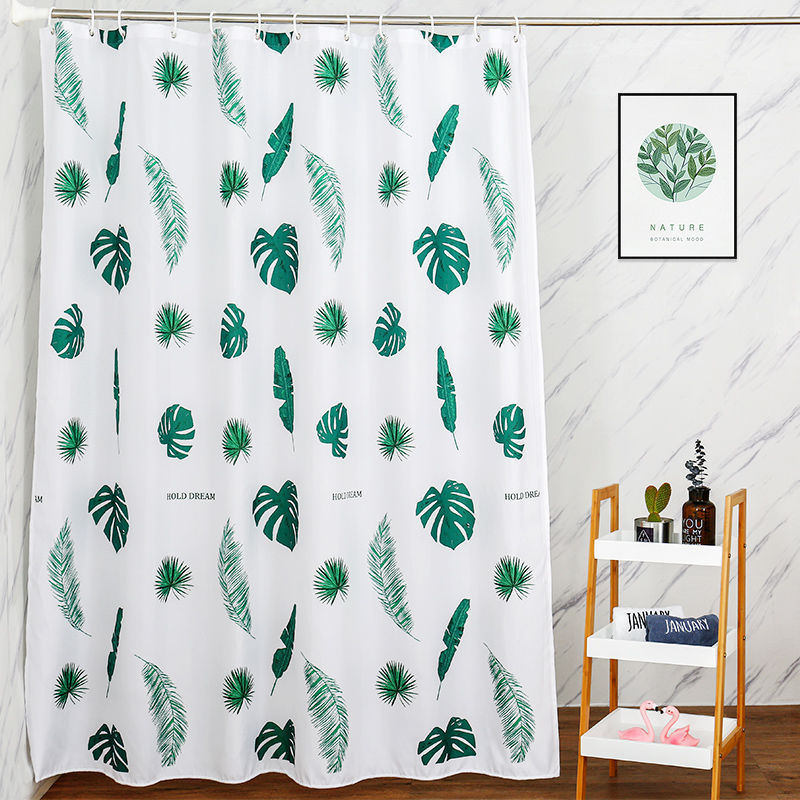 Tropical Leaf Print Shower Curtain Stornfield