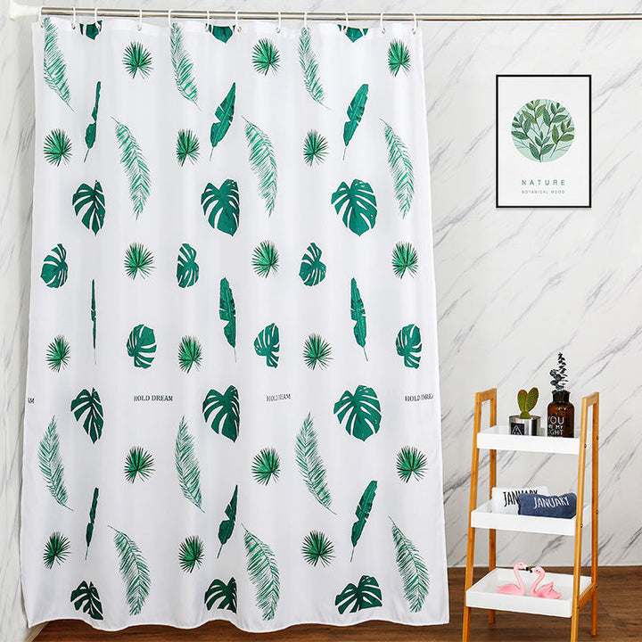 Tropical Leaf Print Shower Curtain Stornfield