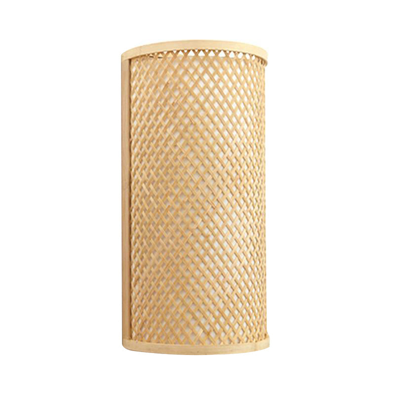 Stornfield | Applique murale demi-cylindrique pour montage encastré Lampe murale minimaliste en bambou 1 tête pour couloir en beige