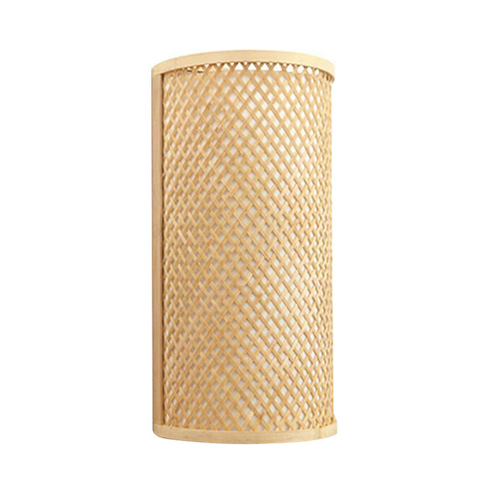 Stornfield | Applique murale demi-cylindrique pour montage encastré Lampe murale minimaliste en bambou 1 tête pour couloir en beige