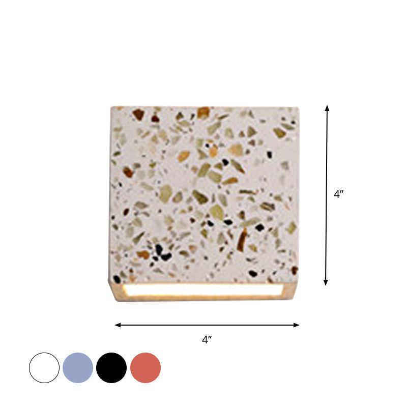 Stornfield | Nordic Style Cuboid Up-Down Wall Sconce Terrazzo 1-Light Hotel Wall Light in Red/White/Blue