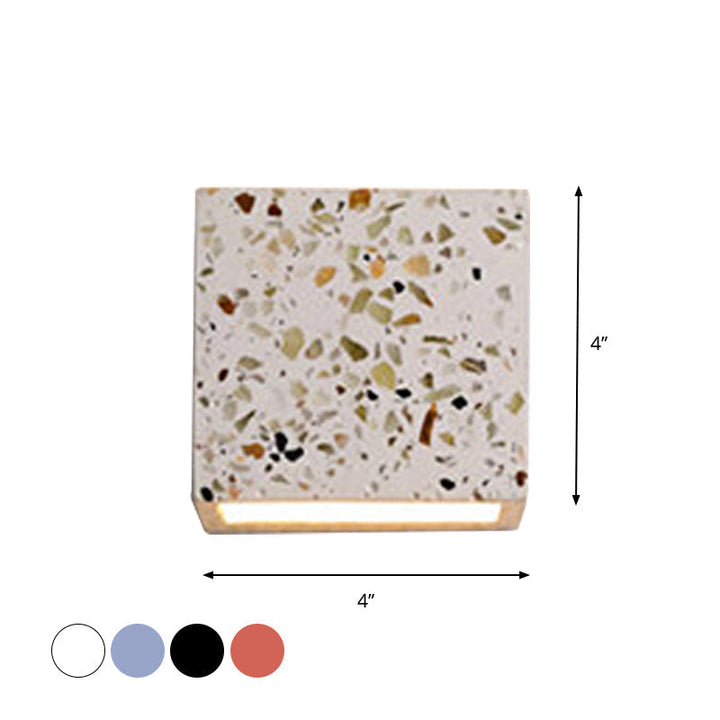 Stornfield | Nordic Style Cuboid Up-Down Wall Sconce Terrazzo 1-Light Hotel Wall Light in Red/White/Blue