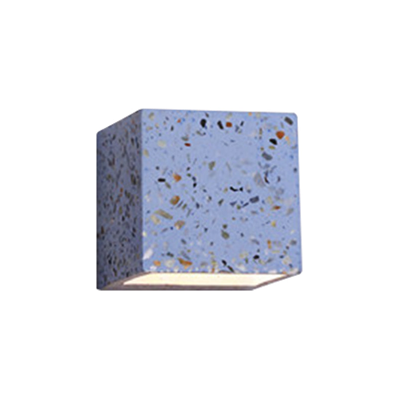 Stornfield | Nordic Style Cuboid Up-Down Wall Sconce Terrazzo 1-Light Hotel Wall Light in Red/White/Blue