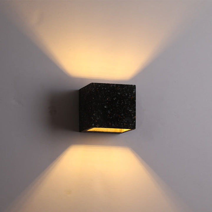 Stornfield | Nordic Style Cuboid Up-Down Wall Sconce Terrazzo 1-Light Hotel Wall Light in Red/White/Blue