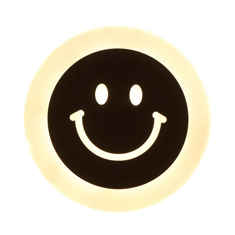 Stornfield | Warm/White Light Slim Round Smiling White Acrylic LED Wall Lamps Set for Bedroom