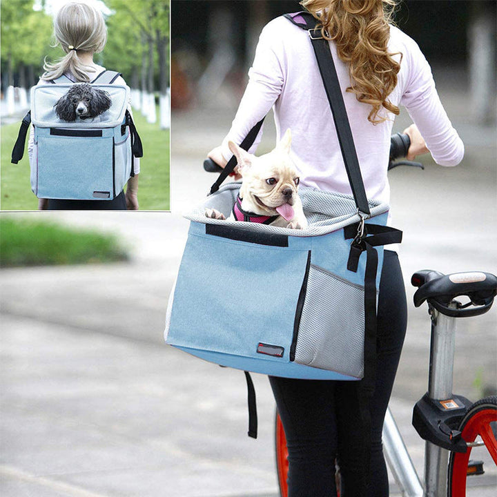 front bicycle pet carrier basket with padded base and safety tether Stornfield