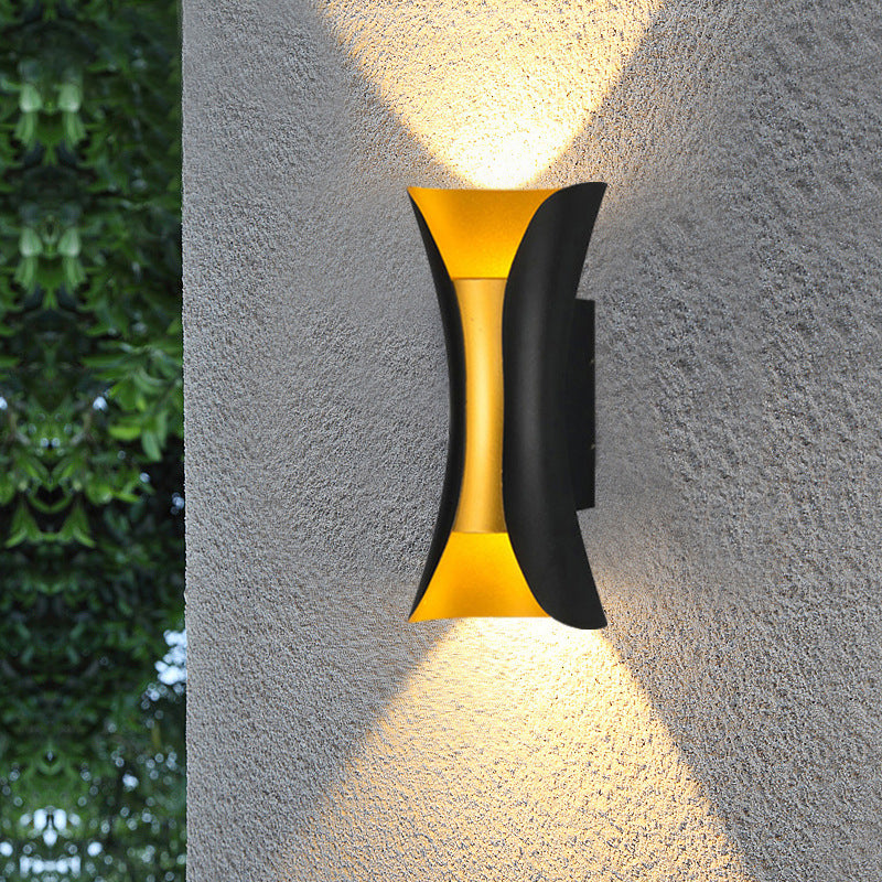 Small/Large Flared LED Wall Sconce Modern Metal 2 Bulbs Black/White/White-Gold Up Down Light for Terrace | Stornfield