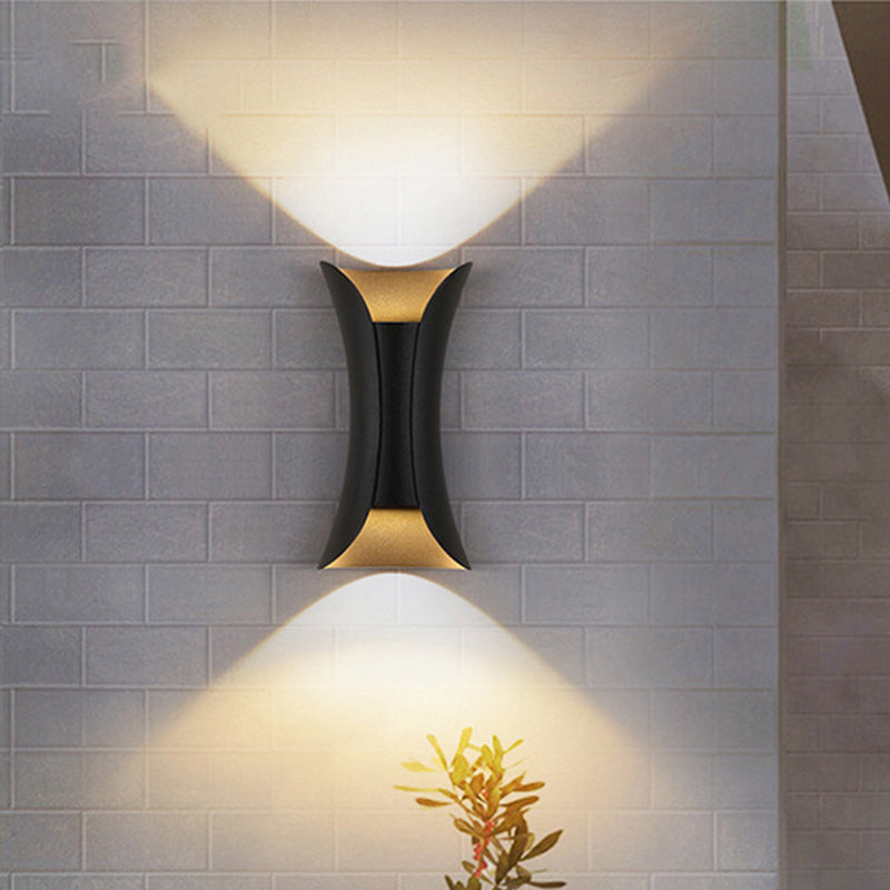 Small/Large Flared LED Wall Sconce Modern Metal 2 Bulbs Black/White/White-Gold Up Down Light for Terrace | Stornfield