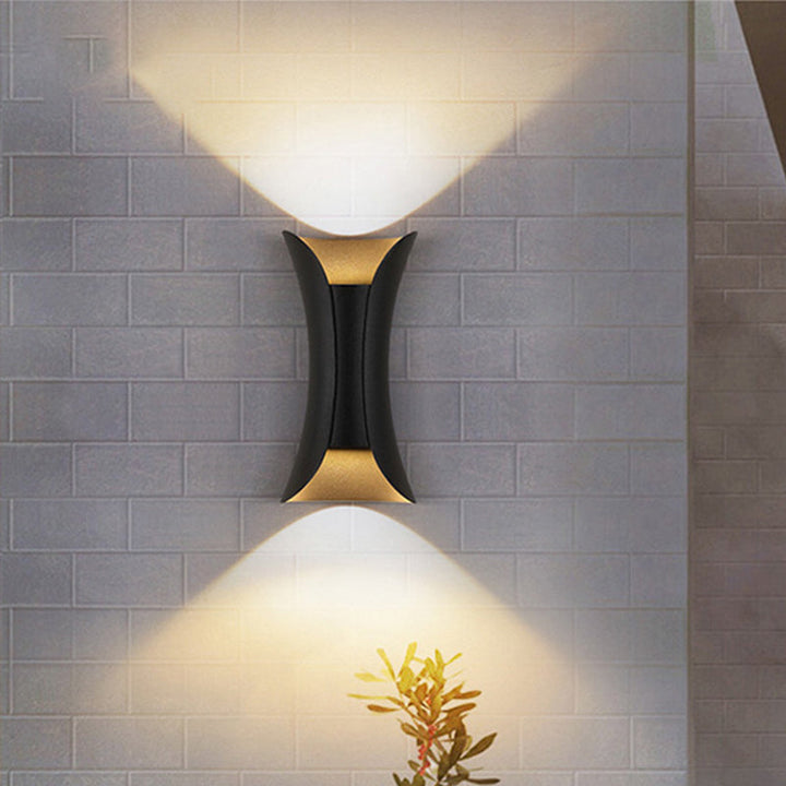 Small/Large Flared LED Wall Sconce Modern Metal 2 Bulbs Black/White/White-Gold Up Down Light for Terrace | Stornfield