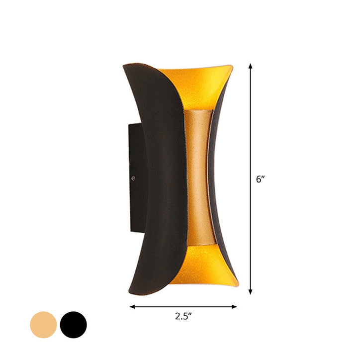 Small/Large Flared LED Wall Sconce Modern Metal 2 Bulbs Black/White/White-Gold Up Down Light for Terrace | Stornfield