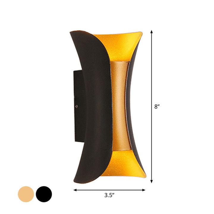 Small/Large Flared LED Wall Sconce Modern Metal 2 Bulbs Black/White/White-Gold Up Down Light for Terrace | Stornfield