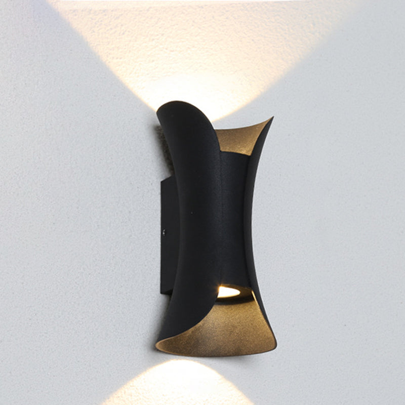Small/Large Flared LED Wall Sconce Modern Metal 2 Bulbs Black/White/White-Gold Up Down Light for Terrace | Stornfield