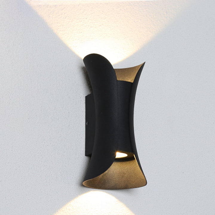 Small/Large Flared LED Wall Sconce Modern Metal 2 Bulbs Black/White/White-Gold Up Down Light for Terrace | Stornfield
