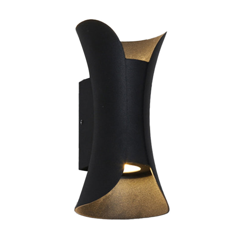 Small/Large Flared LED Wall Sconce Modern Metal 2 Bulbs Black/White/White-Gold Up Down Light for Terrace | Stornfield