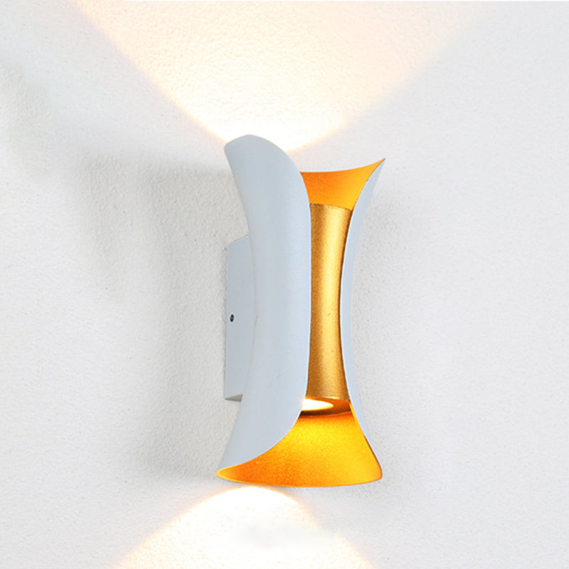 Small/Large Flared LED Wall Sconce Modern Metal 2 Bulbs Black/White/White-Gold Up Down Light for Terrace | Stornfield