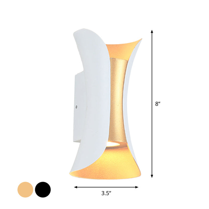 Small/Large Flared LED Wall Sconce Modern Metal 2 Bulbs Black/White/White-Gold Up Down Light for Terrace | Stornfield