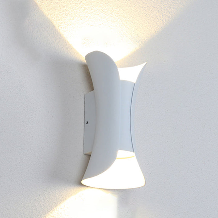 Small/Large Flared LED Wall Sconce Modern Metal 2 Bulbs Black/White/White-Gold Up Down Light for Terrace | Stornfield