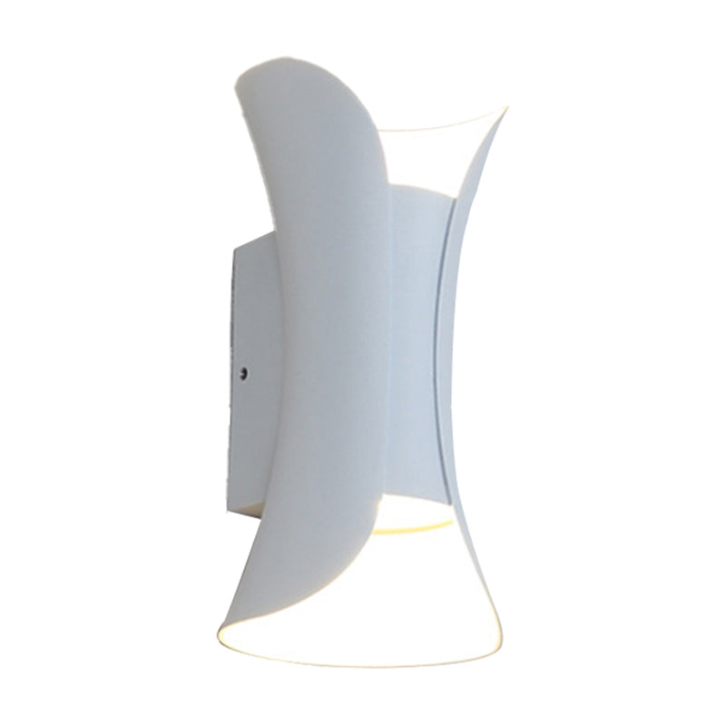 Small/Large Flared LED Wall Sconce Modern Metal 2 Bulbs Black/White/White-Gold Up Down Light for Terrace | Stornfield