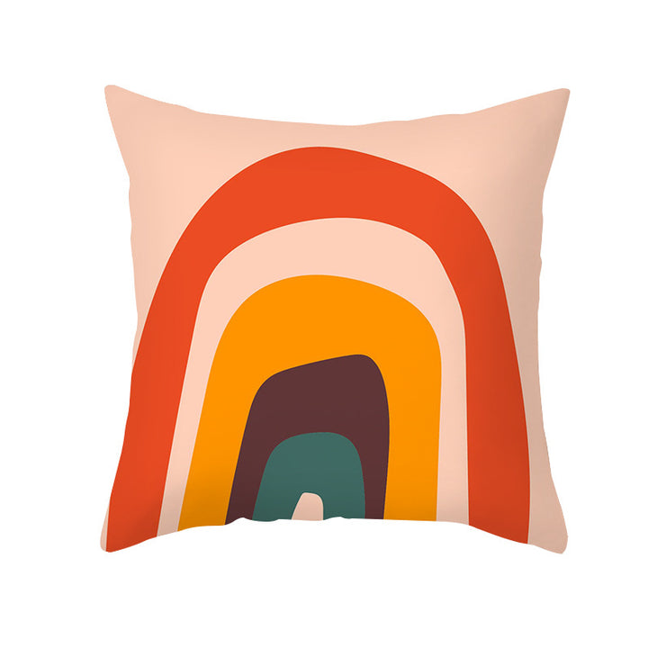 Mid-Century Abstract Botanical Square Cushion Cover Linen-Blend Decorative Pillowcase