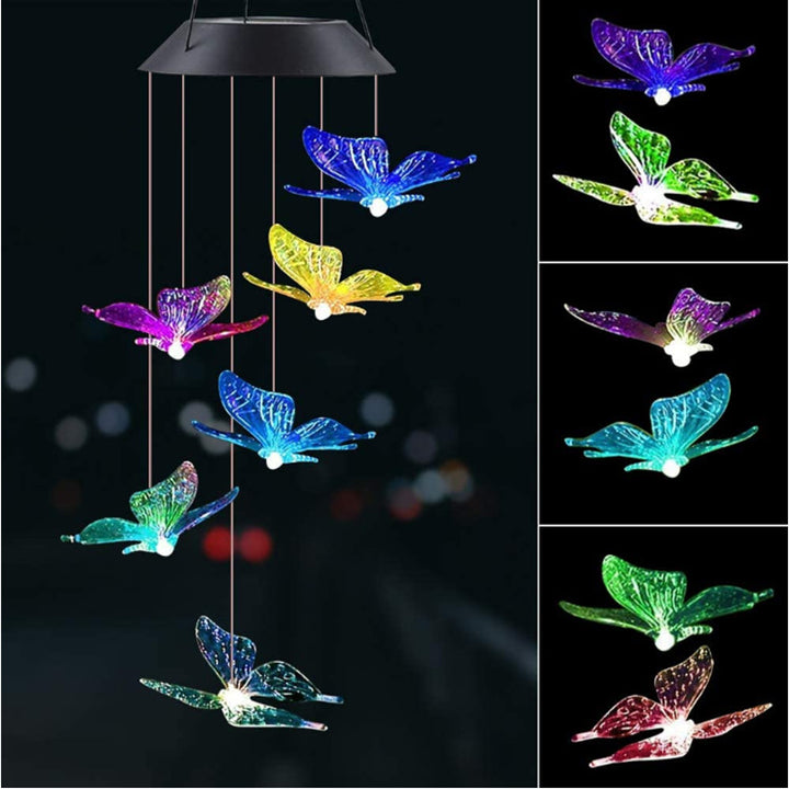 LED Solar Butterfly Wind Chime Garden Hanging Light Stornfield