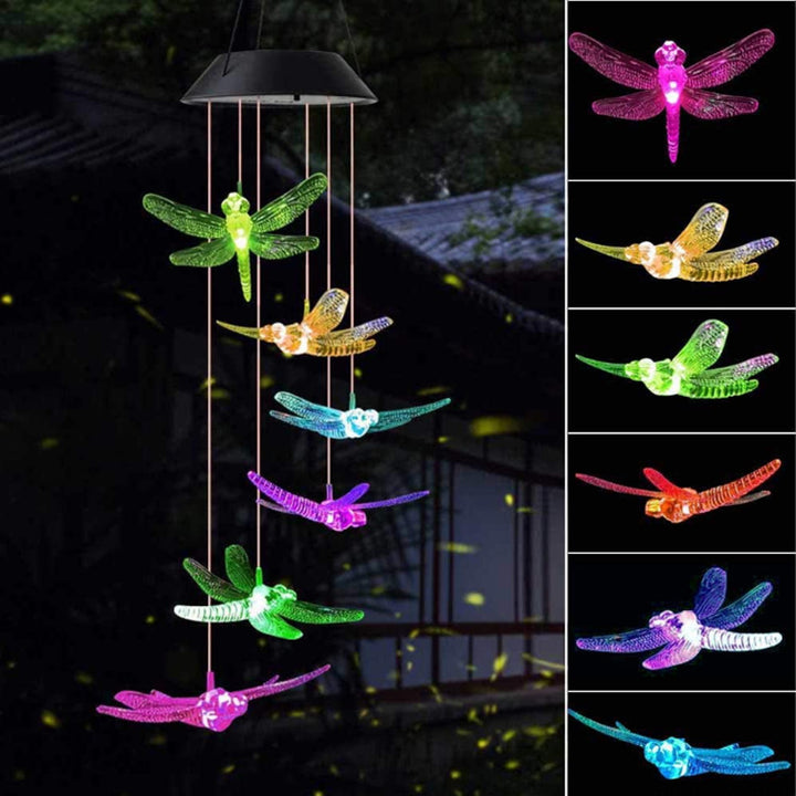 LED Solar Butterfly Wind Chime Garden Hanging Light Stornfield
