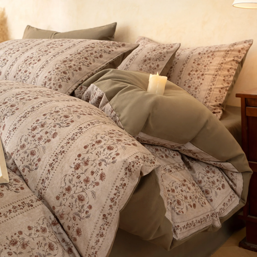 Brushed cotton bedding set, vintage style
