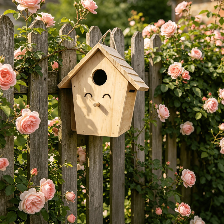 Untreated birdhouse made of solid wood