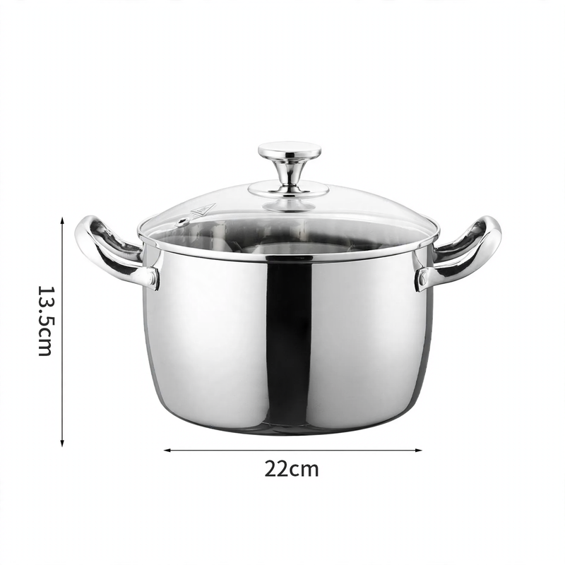 Stainless Steel Soup Pot 24 cm with Glass Lid